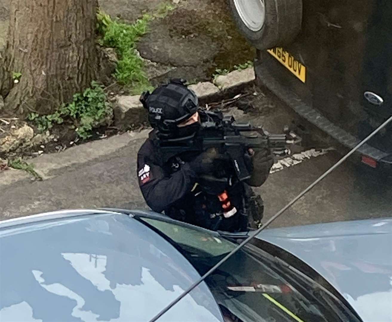 Armed officers are on the scene. Picture: Calum Syers